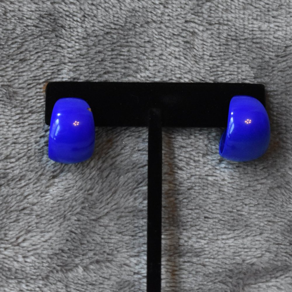 🔥 3/$15 Vintage 80's Small Blue Hoop Earrings